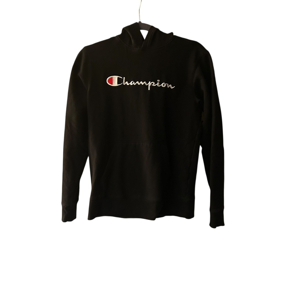 Champion Hoodie‎ Sweatshirt Black Pullover Embroidered Logo XL Extra Large